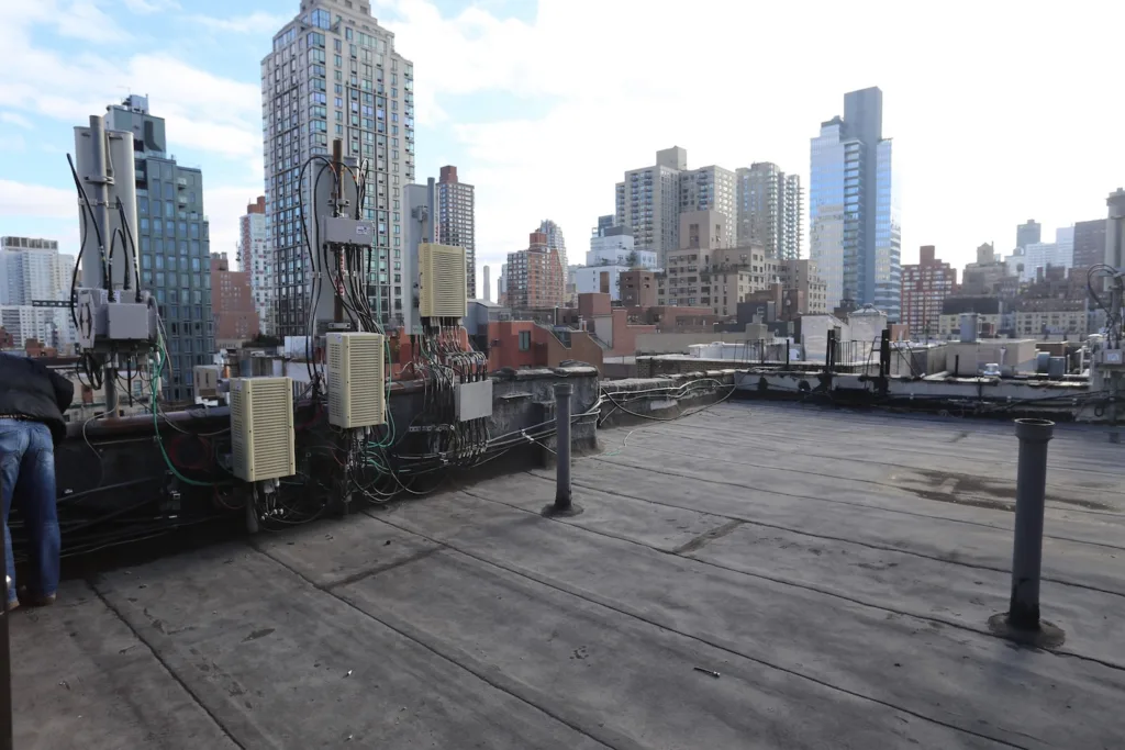 These are photos of a rooftop in New York City.